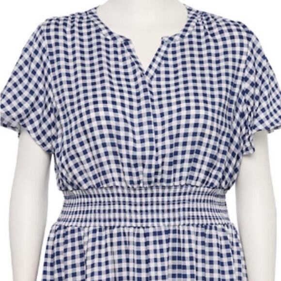 Croft & Barrow gingham smocked Waisted challis dress - Picture 3 of 8